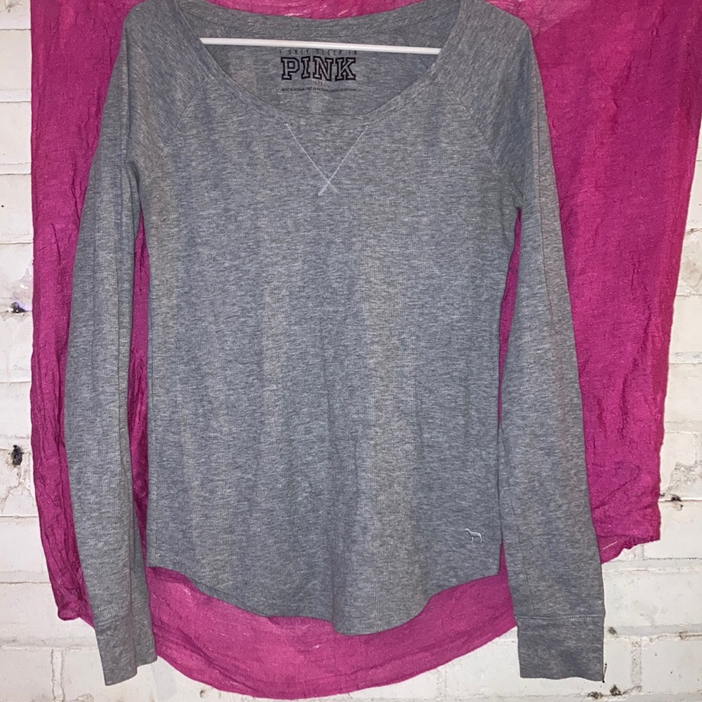 PINK thermal long sleeve sleep shirt